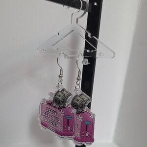 Pink Toaster Earrings with Dollar Design
